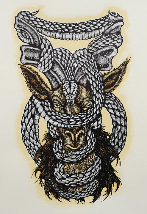 DENNIS McNETT - Snow leopard/Snake tapestry