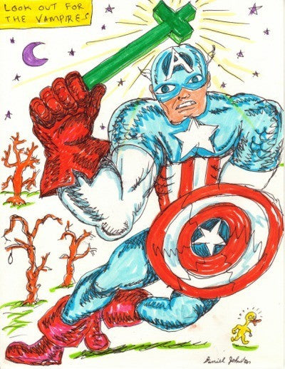 DANIEL JOHNSTON Print- "Look out for Vampires"