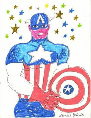 DANIEL JOHNSTON - "Captain America Signed Print"