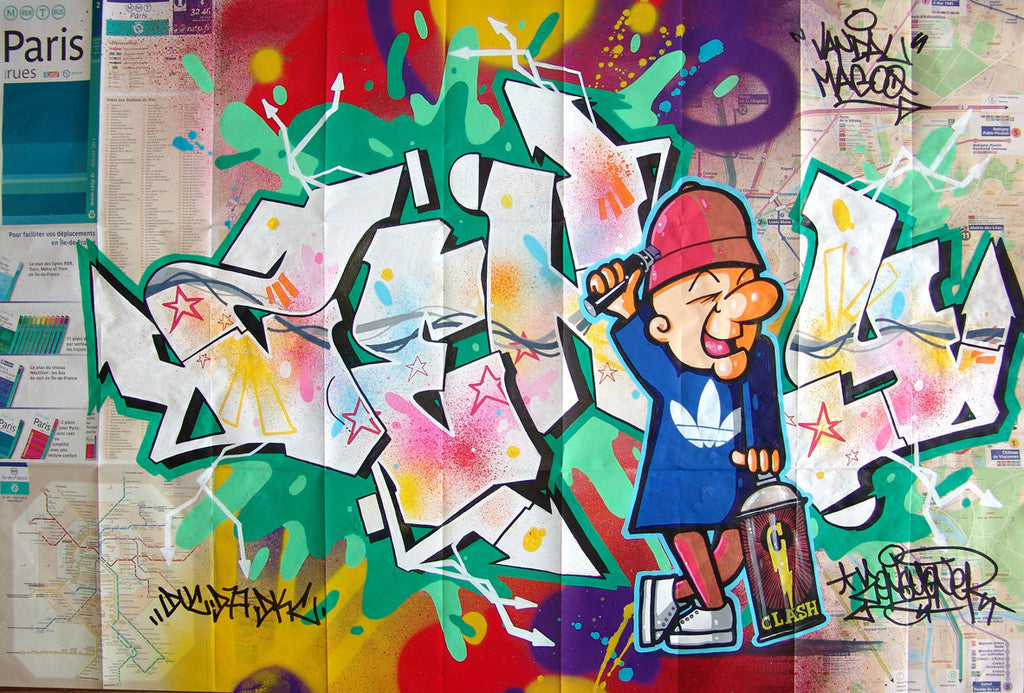 ZENOY - "Vandal Magoo"  Painting on Paris Map