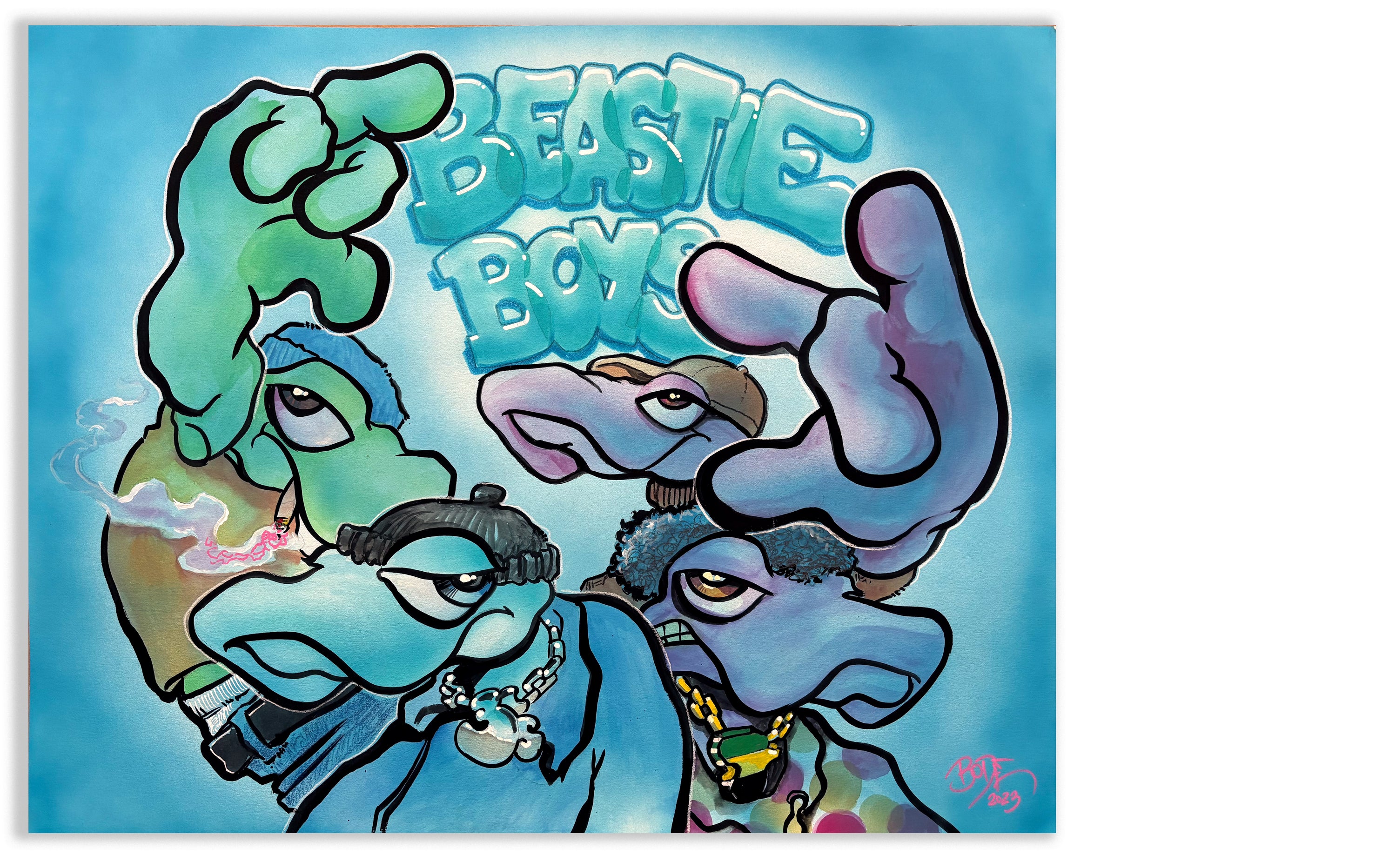 MARK BODE  "Beastie Boy Lizards" Painting