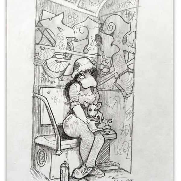 MARK BODE  "LADY PINK Lizard" Drawing