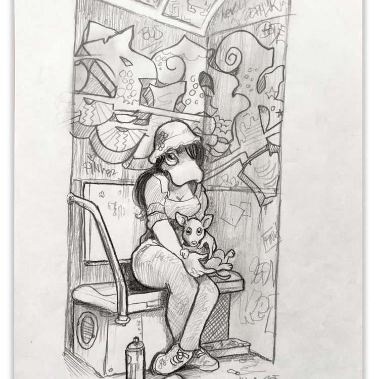 MARK BODE  "LADY PINK Lizard" Drawing