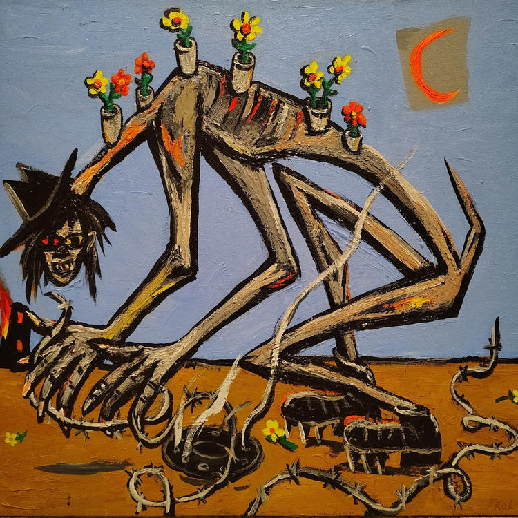 Rick Prol - "Barbed Wire And Flower Pots"- Painting