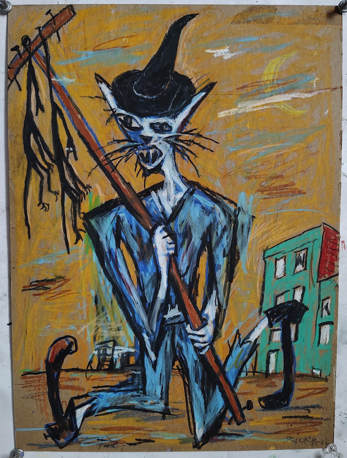 Rick Prol -  "Cat Witch Selling Cats" - Painting