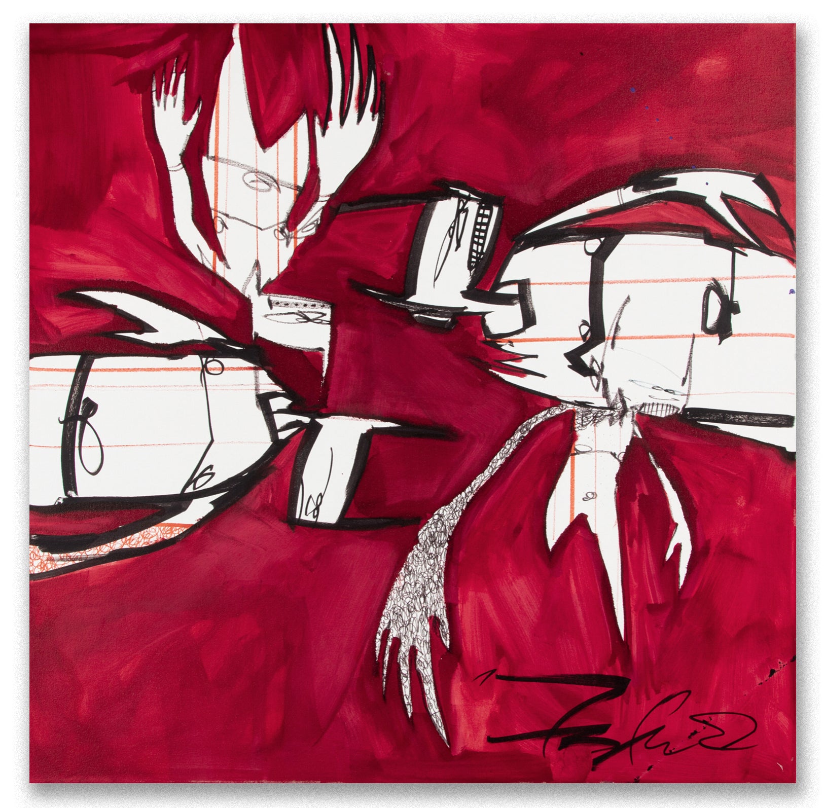 FUTURA "Four Nosferatus On Red" Painting