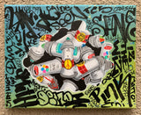LADY PINK -  "Vintage Cans and Tags" Painting