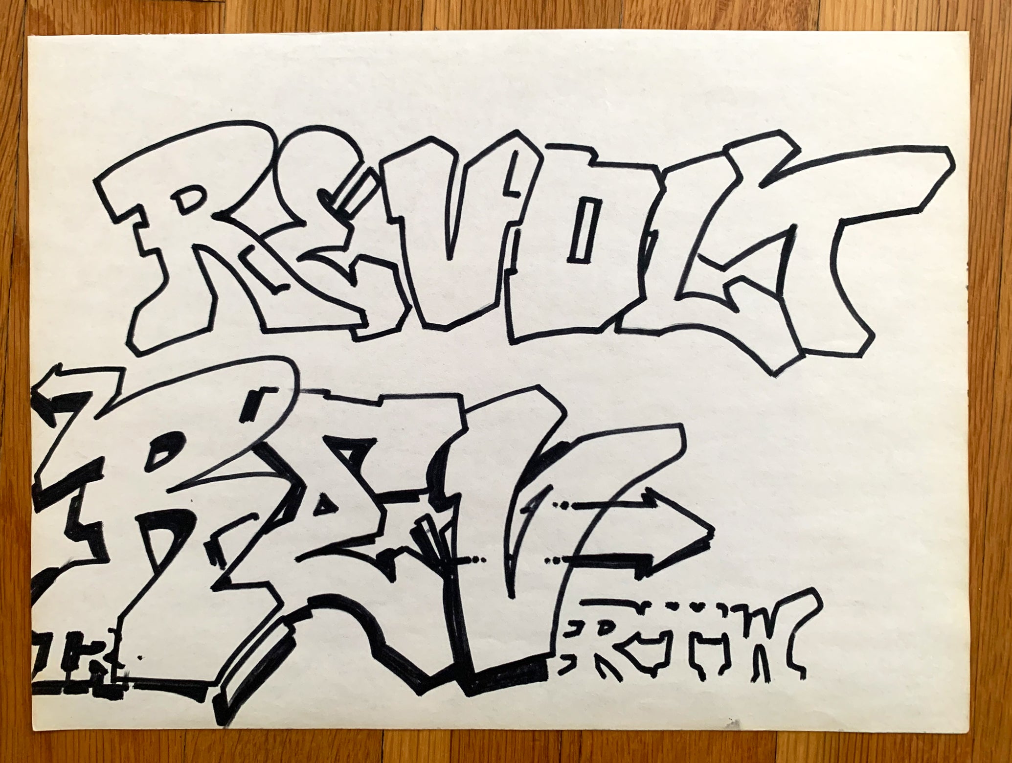 REVOLT  "Revolt Rev" Black Book Drawing 1984