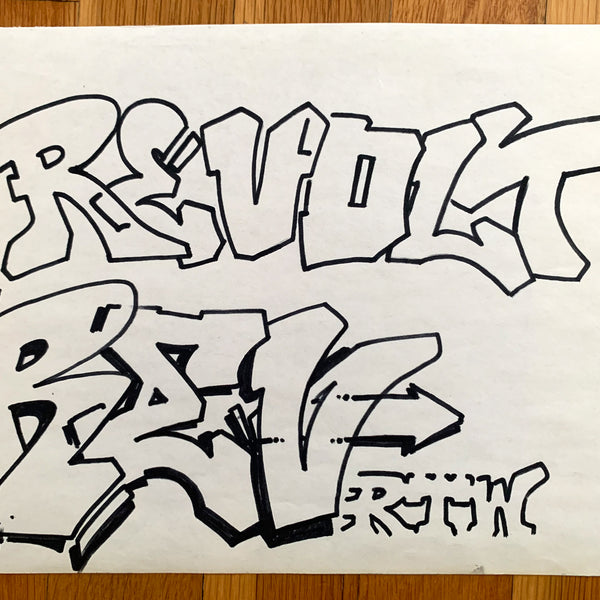 REVOLT  "Revolt Rev" Black Book Drawing 1984