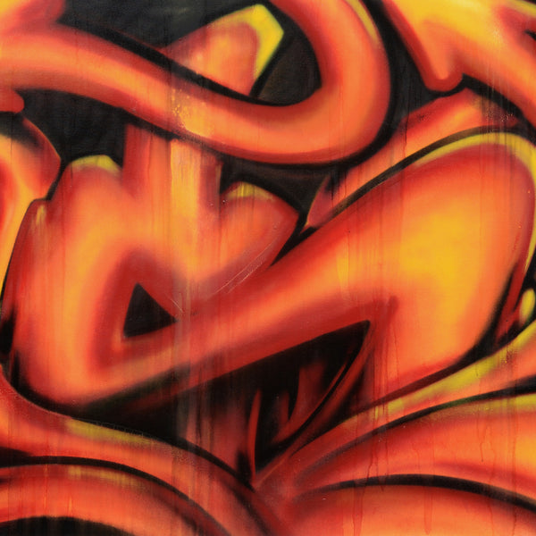 GRAFFITI ARTIST SEEN  -  " Red Devil Tail"  Aerosol on  Canvas