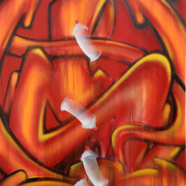 SEEN  -  "Red devil Tail"  Aerosol on  Canvas