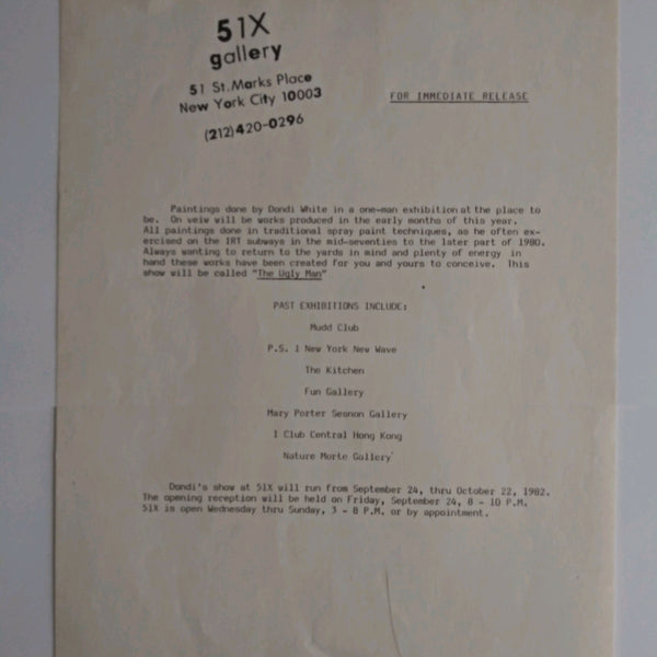 DONDI- 51X "The Ugly Man" Press release