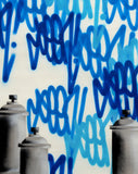 GRAFFITI ARTIST SEEN  -  "Tags & Cans White"  Aerosol on  Canvas