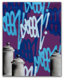 GRAFFITI ARTIST SEEN  -  "Tags & Cans Purple"  Aerosol on  Canvas