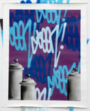 GRAFFITI ARTIST SEEN  -  "Tags & Cans Purple"  Aerosol on  Canvas
