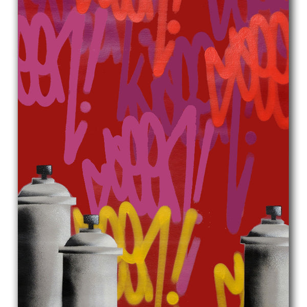 GRAFFITI ARTIST SEEN  - "Tags & Cans Red" Canvas