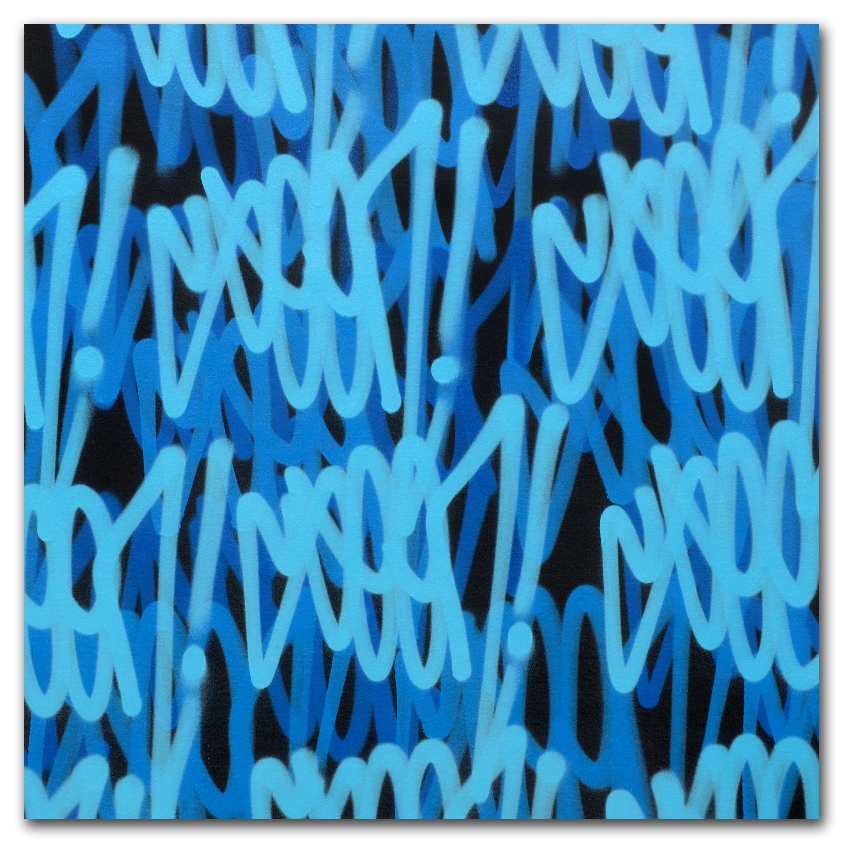 GRAFFITI ARTIST SEEN  -  " Blue  Tags"  Aerosol on  Canvas 30"x30"
