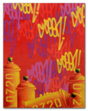 GRAFFITI ARTIST SEEN  -  "Tags & Cans 0720 Red -LARGE"  Aerosol on  Canvas