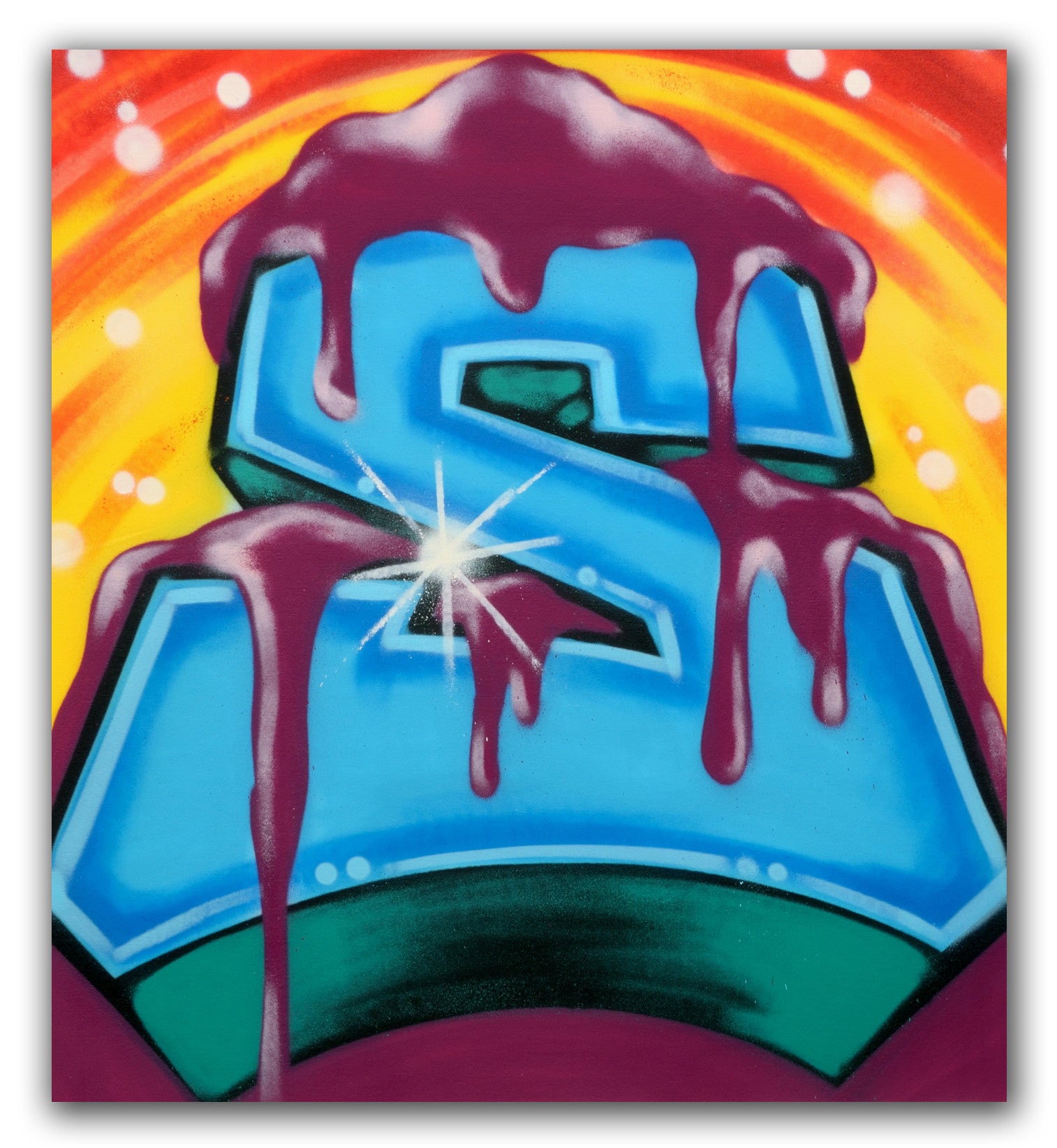 GRAFFITI ARTIST SEEN  -  "Frosted "S"  Aerosol on  Canvas