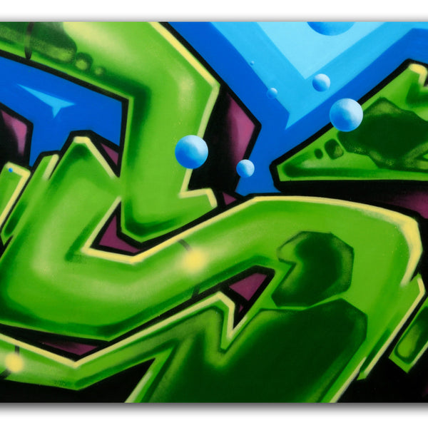 GRAFFITI ARTIST SEEN  -  "Untitled Green Long S"  Aerosol on  Canvas