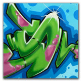 GRAFFITI ARTIST SEEN  -  "Green S"  Aerosol on  Canvas
