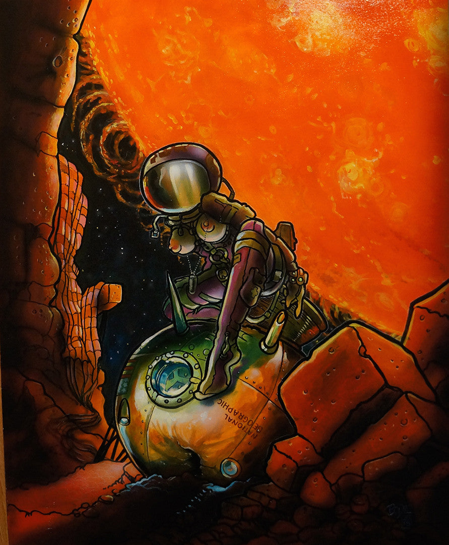 MARK BODE  " Space Girl and POD" Painting