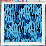 GRAFFITI ARTIST SEEN  - " Blue Multi Tags #5"  Aerosol on  Canvas 30"x30"
