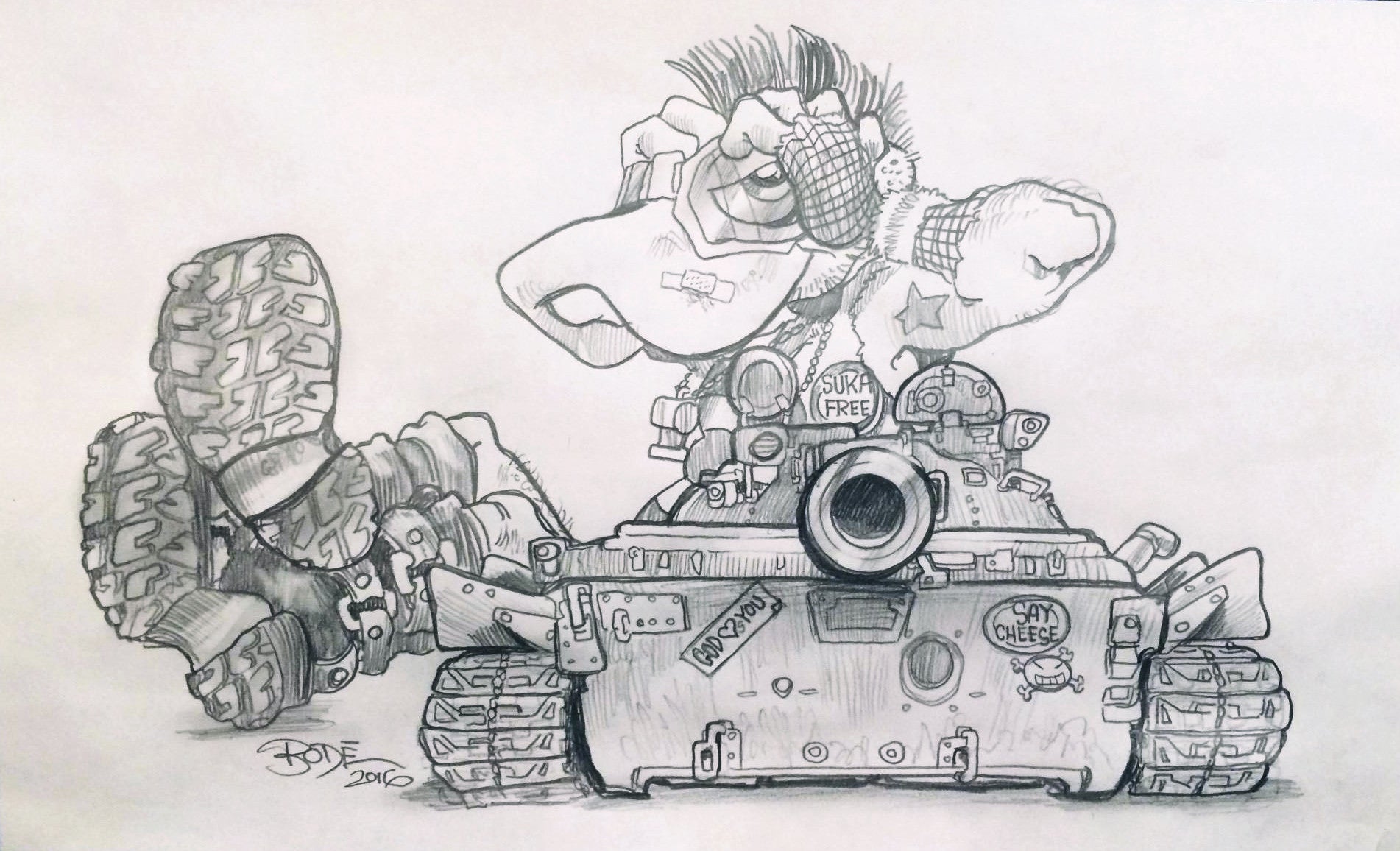 MARK BODE  "Tank Cheech " Drawing