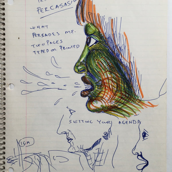 DANIEL JOHNSTON- "Setting your Agenda" Notebook Drawing 1980