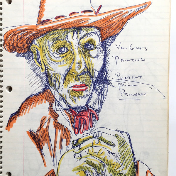 DANIEL JOHNSTON- "Van Gogh" Notebook Drawing 1980