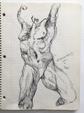 DANIEL JOHNSTON- "Michelangelo" Notebook Drawing 1980