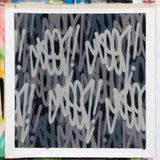 GRAFFITI ARTIST SEEN  - "Grey Multi Tags"  Aerosol on  Canvas 30"x30"