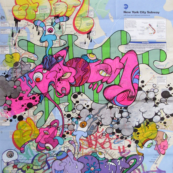 GHOST-  "Untitled" Painting on NYC  Map