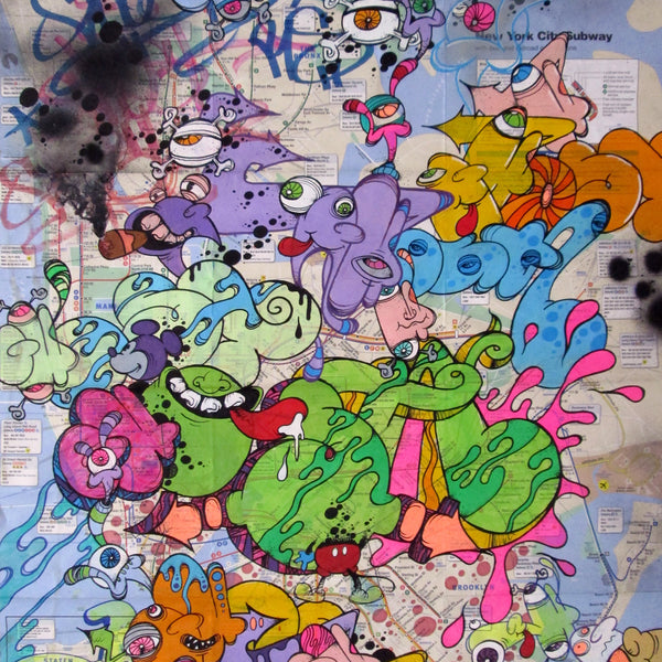 GHOST-  "Untitled 3" Painting on NYC  Map