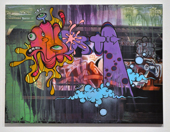 GHOST-  Painting on Vintage Train Photo #2