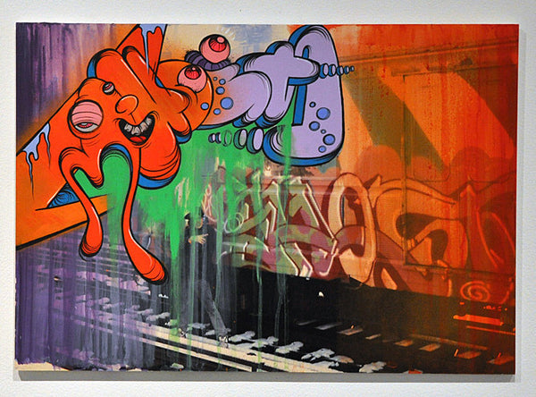 GHOST-  Painting on Vintage Train Photo #1