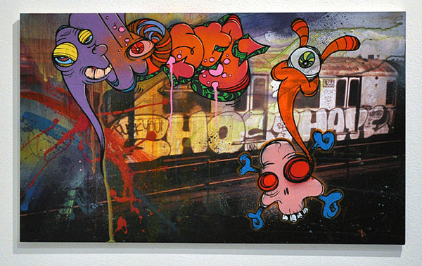 GHOST-  Painting on Vintage Train Photo #5