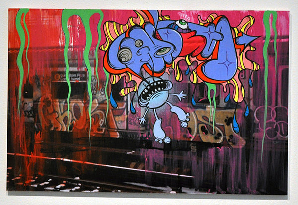 GHOST-  Painting on Vintage Train Photo #3