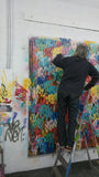 GRAFFITI ARTIST SEEN  -  "LARGE Tag painting"  Aerosol on  Canvas 84"x72