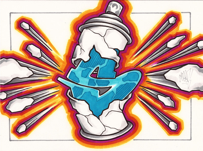 GRAFFITI ARTIST SEEN - "Exploding Can" Drawing