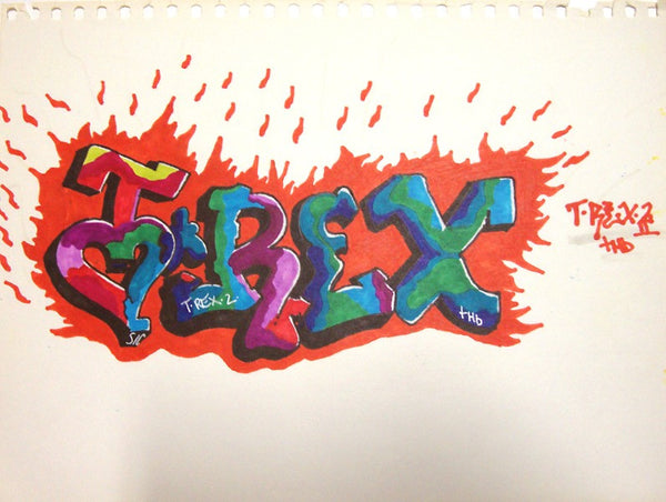 IZ THE WIZ - "T-Rex-2"  Black Book Drawing