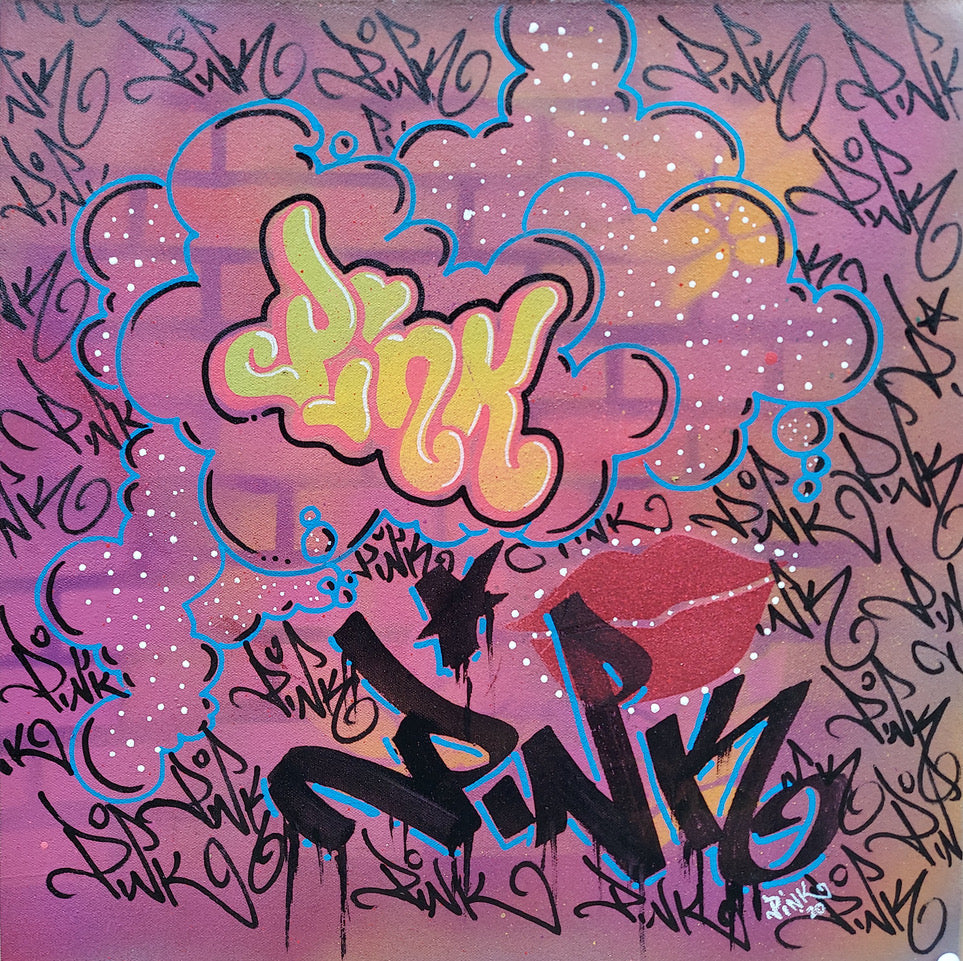 LADY PINK- "Many Tags " Painting