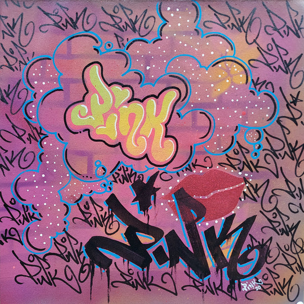 LADY PINK- "Many Tags " Painting