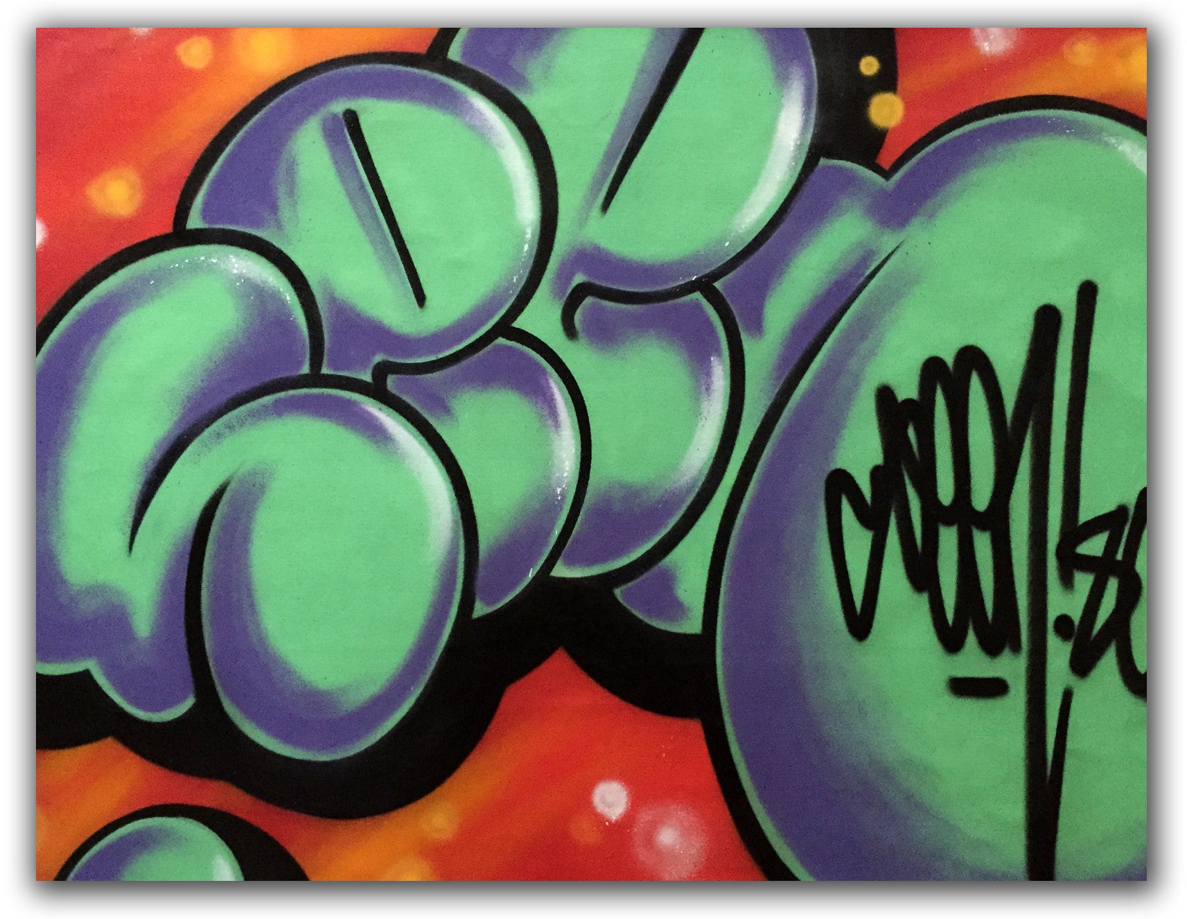 GRAFFITI ARTIST SEEN  -  "Green Super Bubble 3"  Aerosol on  Canvas