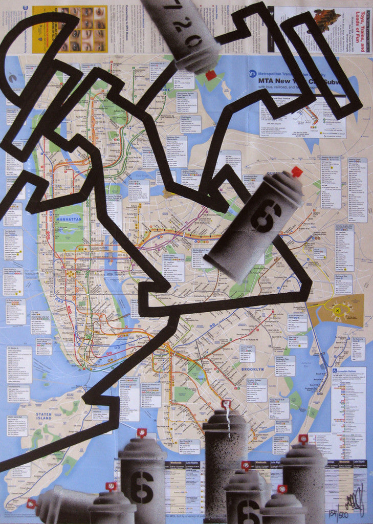 GRAFFITI ARTIST SEEN -  "Subway Arrows"  NYC Transit Map