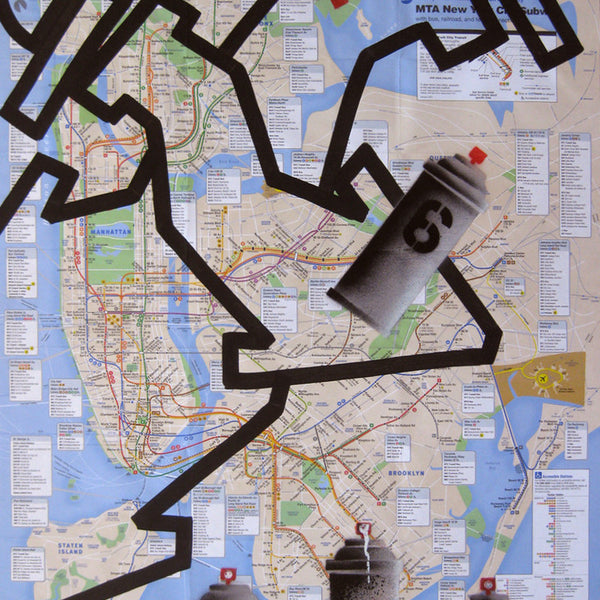GRAFFITI ARTIST SEEN -  "Subway Arrows"  NYC Transit Map