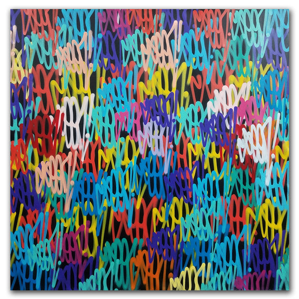 GRAFFITI ARTIST SEEN  -  "LARGE Tag painting"  Aerosol on  Canvas 72"x72"