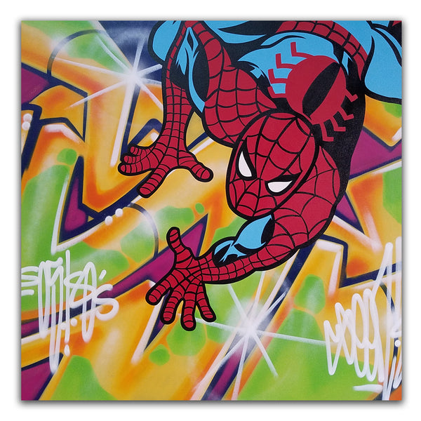 GRAFFITI ARTIST SEEN  -  "Spiderman"  Aerosol on  Canvas