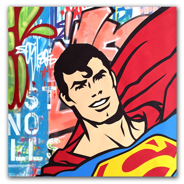 GRAFFITI ARTIST SEEN  -  "Superman"  Aerosol on  Canvas