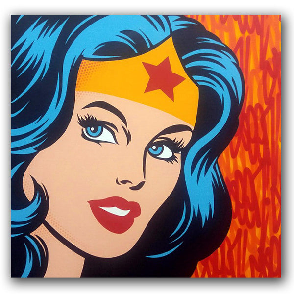 GRAFFITI ARTIST SEEN  -  "Wonder Woman"  Aerosol on  Canvas
